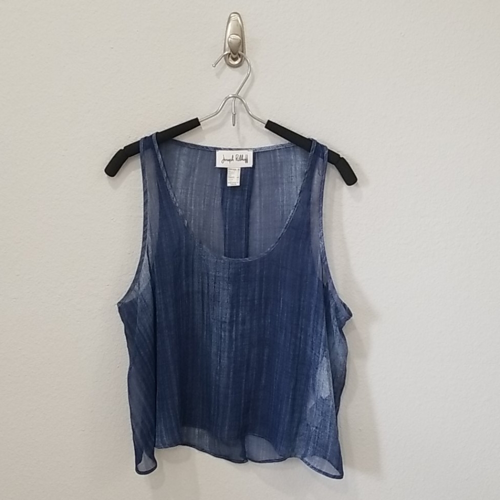 Joseph Ribkoff Sheer Denim Pattern Open Back 12